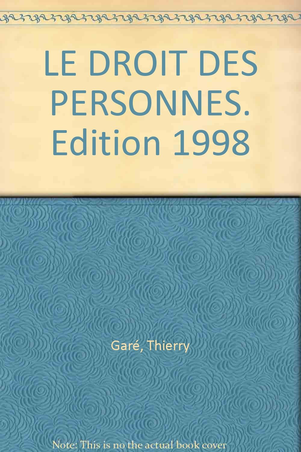 Le Droit Des Personnes. Edition 1998