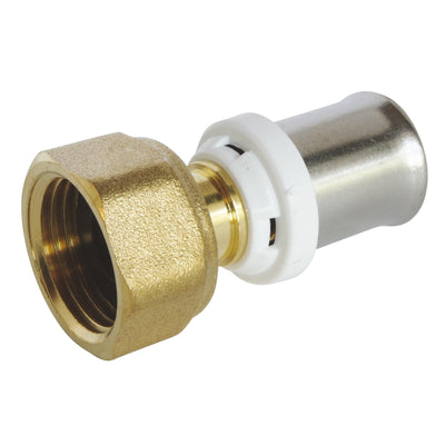 SOMATHERM FOR YOU, Raccord droit à sertir pour tube multicouche Ø16, écrou tournant 15/21, compatible avec sertissage U, H, TH, conforme norme NF 545, étanchéité sécurisée