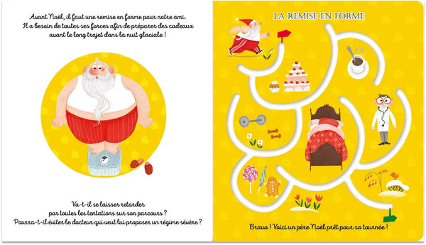 Mes 6 labyrinthes de Noël - Livre-jeu avec 6 chemins de doigt en creux - Dès 2 ans