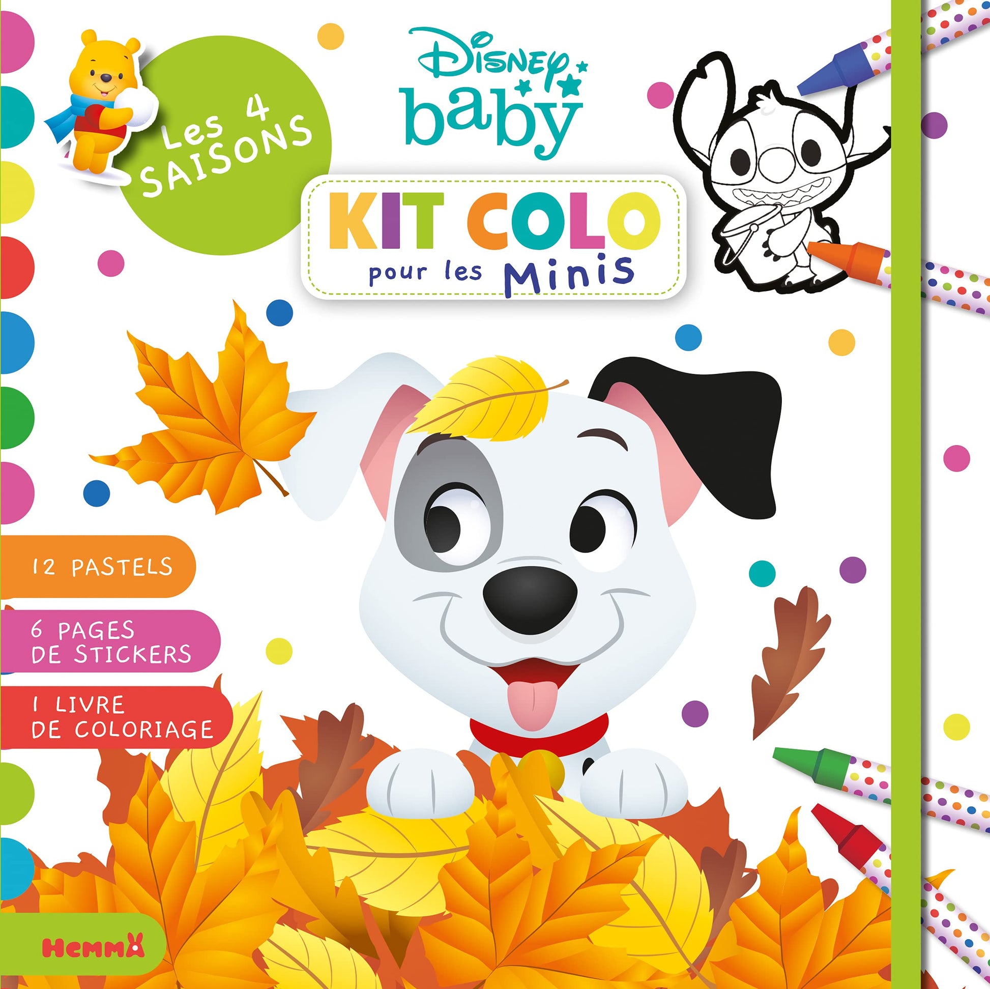 Disney Baby - Kit colo pour les Minis - Les 4 saisons - Kit de coloriage avec pastels - Dès 3 ans