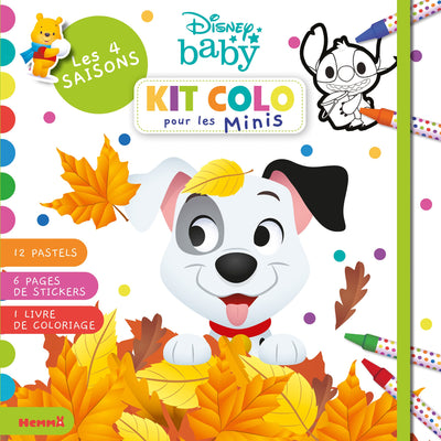 Disney Baby - Kit colo pour les Minis - Les 4 saisons - Kit de coloriage avec pastels - Dès 3 ans