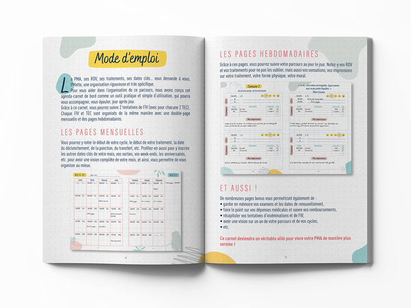 Mon carnet de FIV – journal de bord pour accompagner le parcours PMA (2 protocoles complets de FIV)