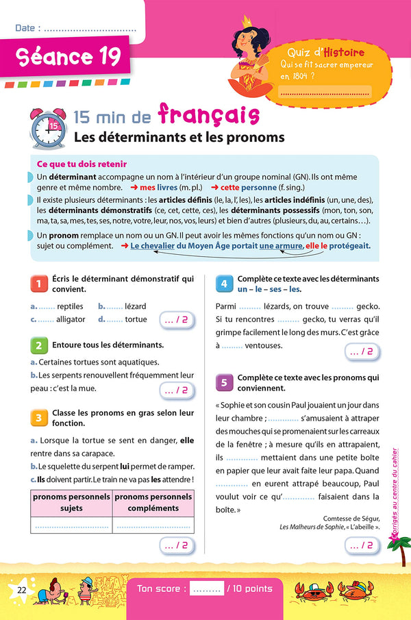 Prêt pour le CM2 - Cahier de vacances, révisions du CM1