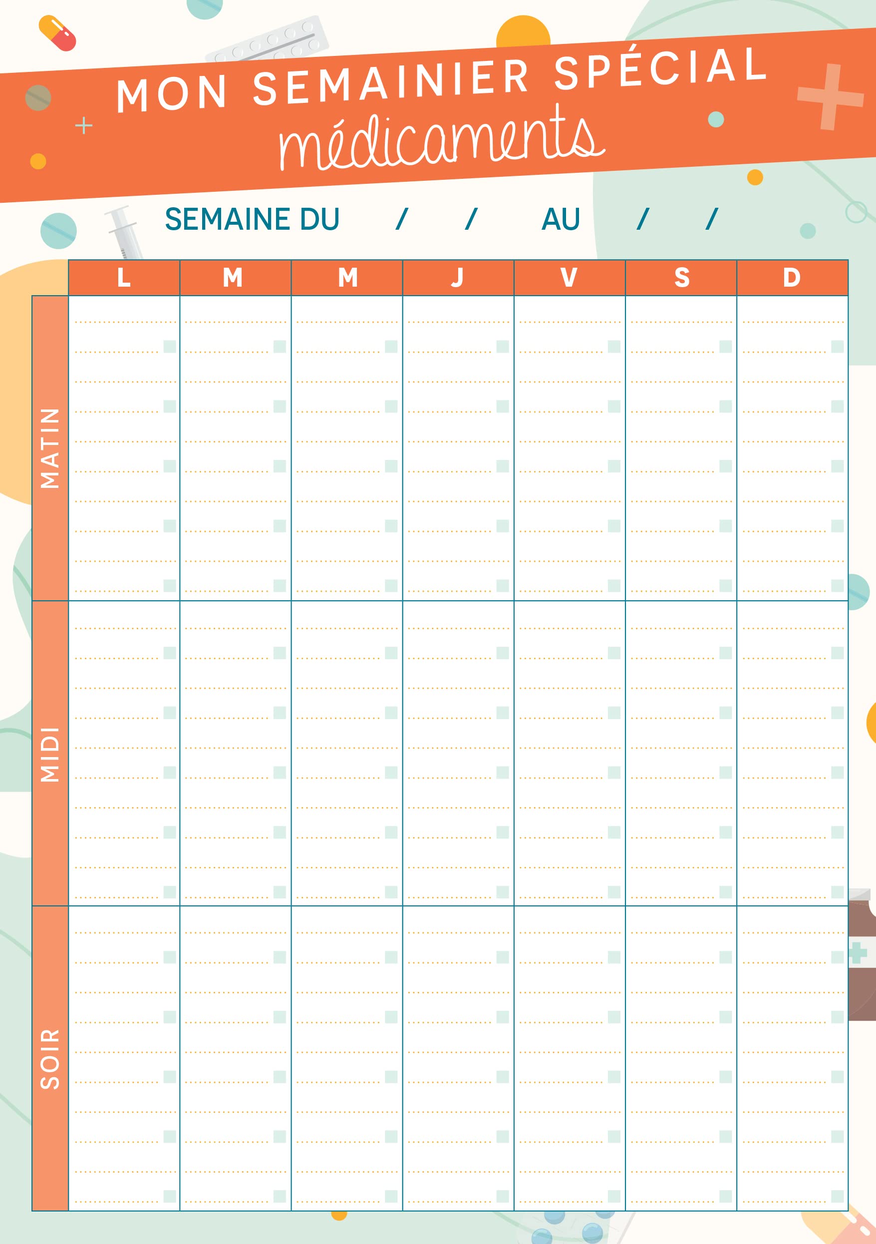 Mon semainier spécial médicaments - 52 tableaux pour suivre mes traitements Mémoniak - bloc aimanté