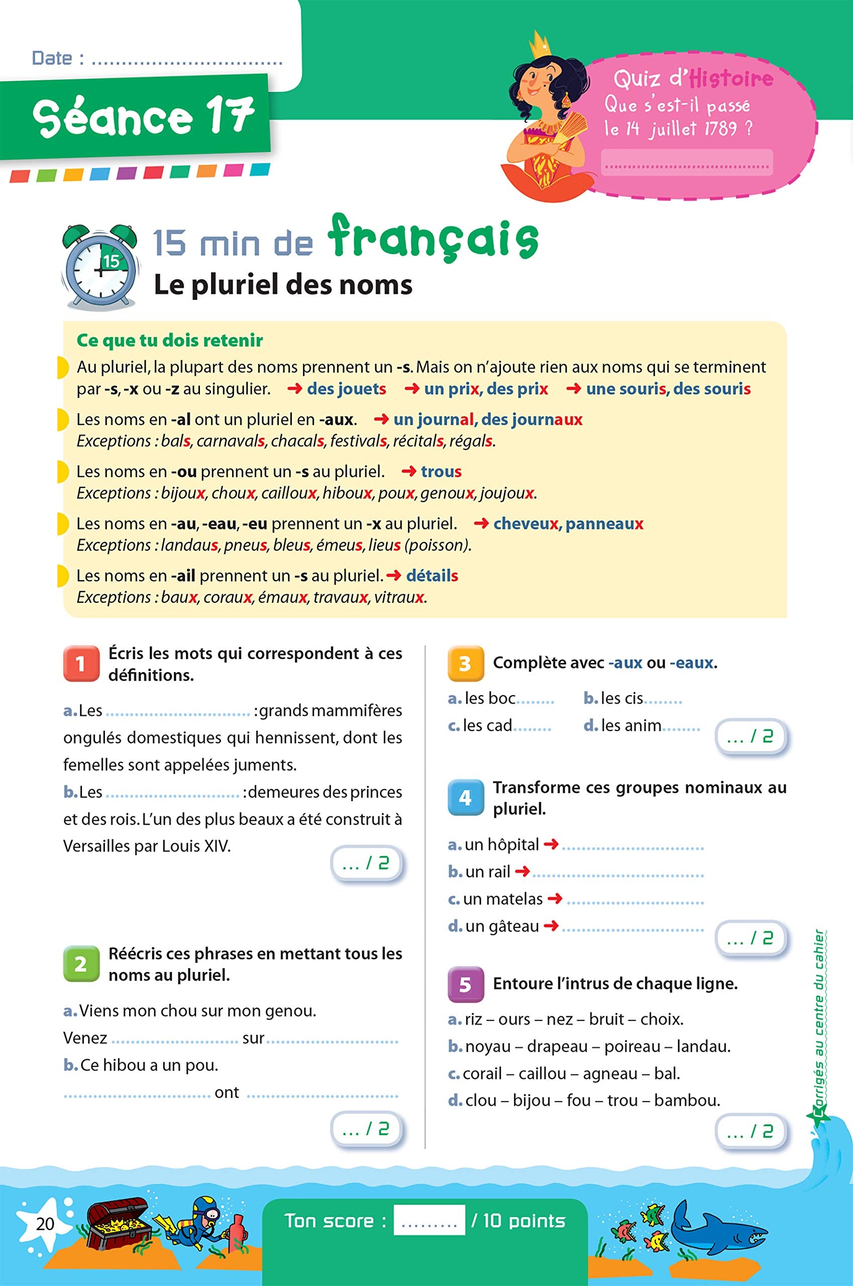 Prêt pour le CM2 - Cahier de vacances, révisions du CM1