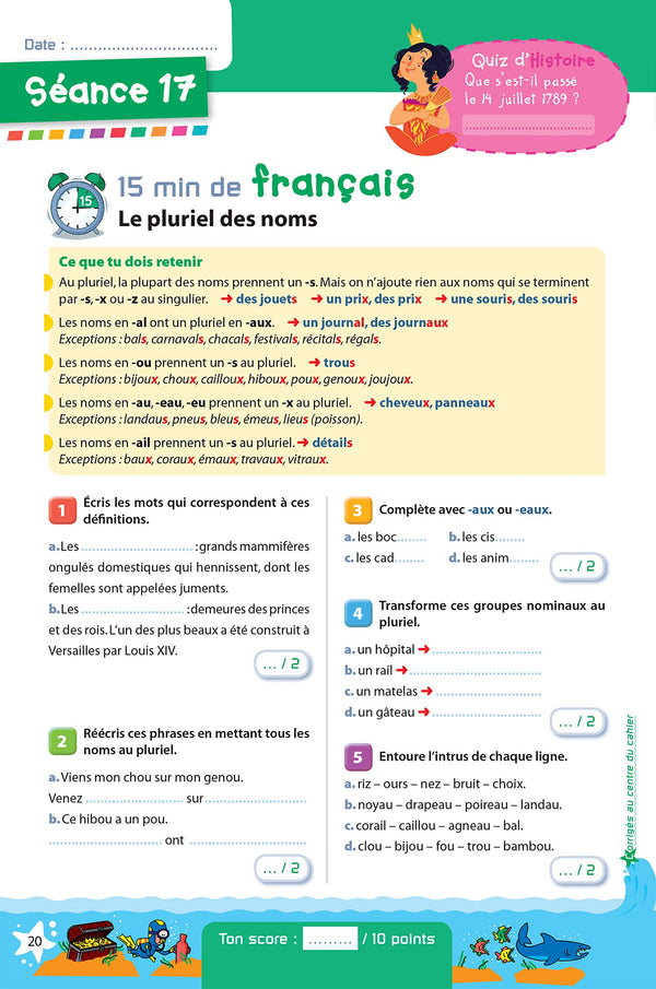 Prêt pour le CM2 - Cahier de vacances, révisions du CM1
