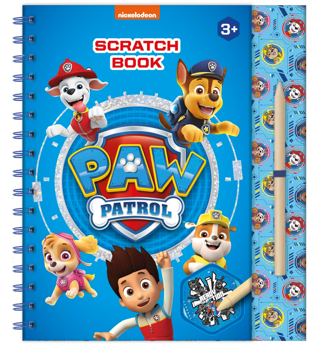 Totum Paw Patrol 720831 Scratch Book avec pochoirs, Autocollants à Paillettes et Stylo à gratter pour la Maison et Les déplacements