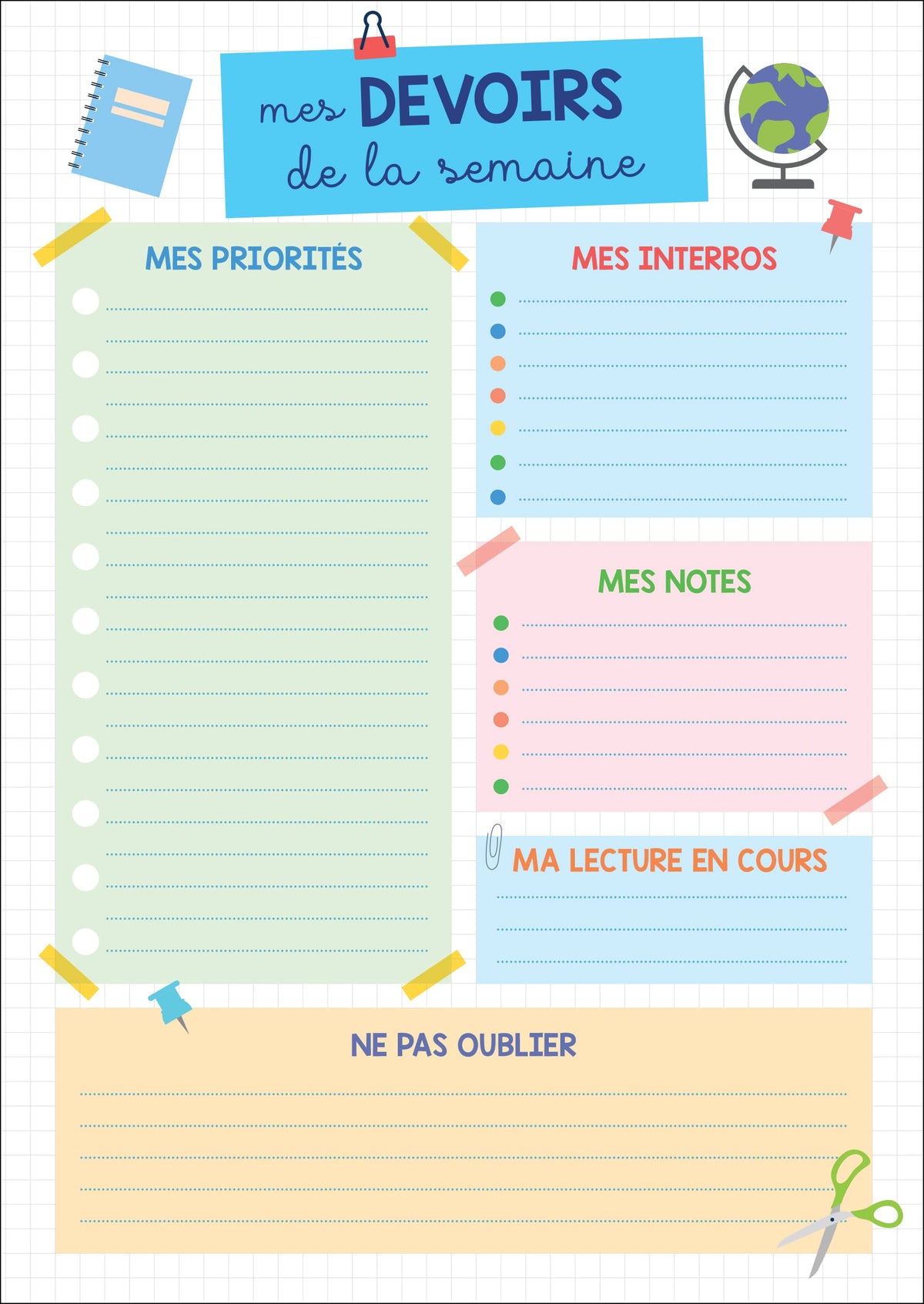 J'organise mes devoirs à la maison Mémoniak - bloc de 52 plannings de révision