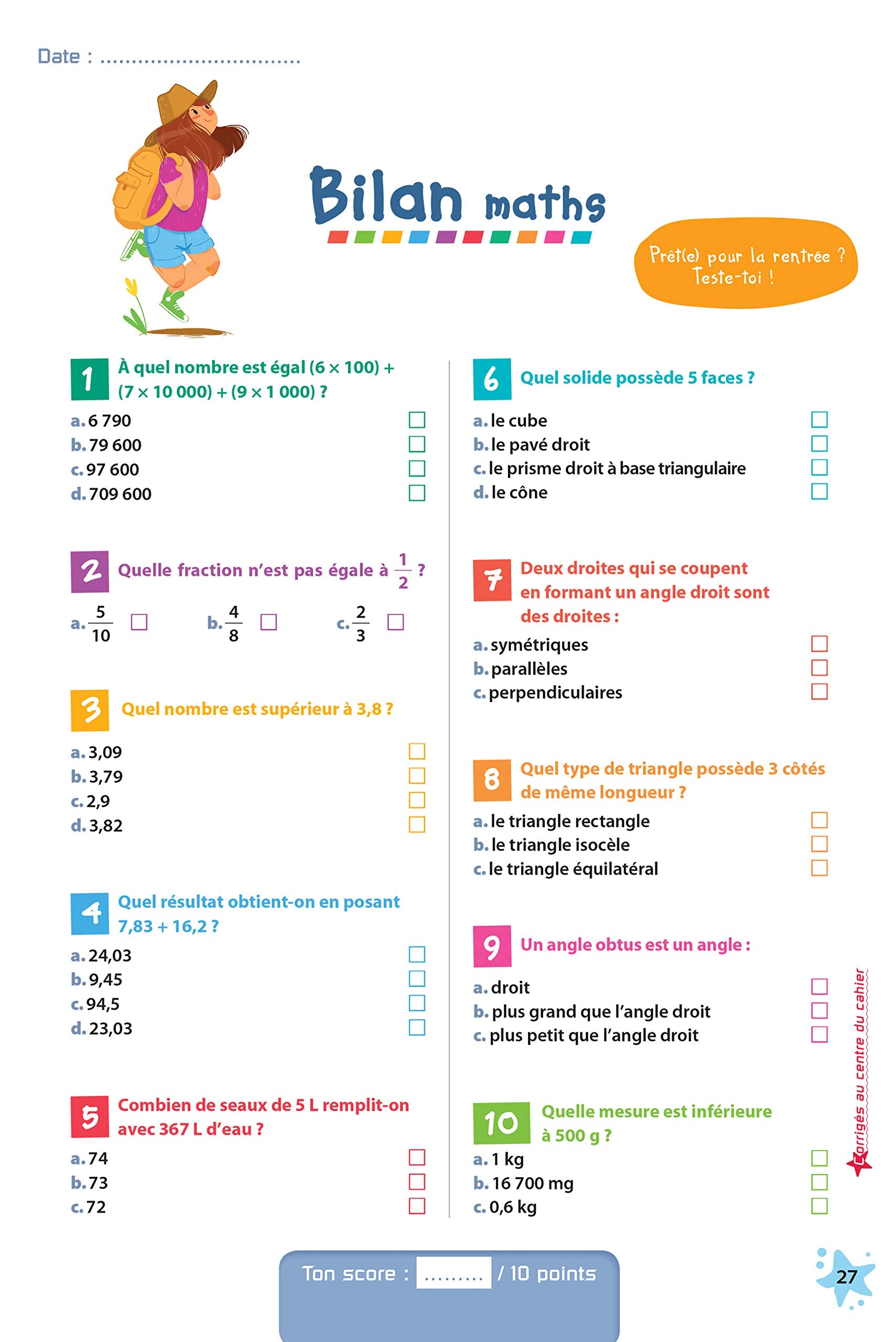 Prêt pour le CM2 – Cahier de vacances, révisions du CM1