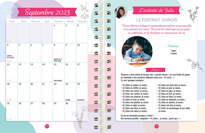 Agenda familial mensuel de Julie Ricci Mémoniak, sept 2023-août 2024 avec ses conseils