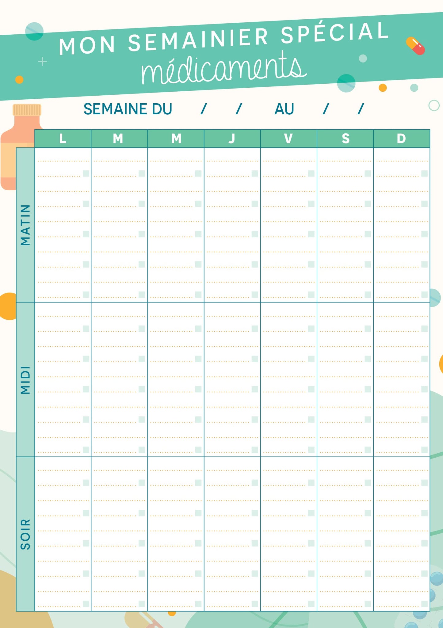 Mon semainier spécial médicaments - 52 tableaux pour suivre mes traitements Mémoniak - bloc aimanté