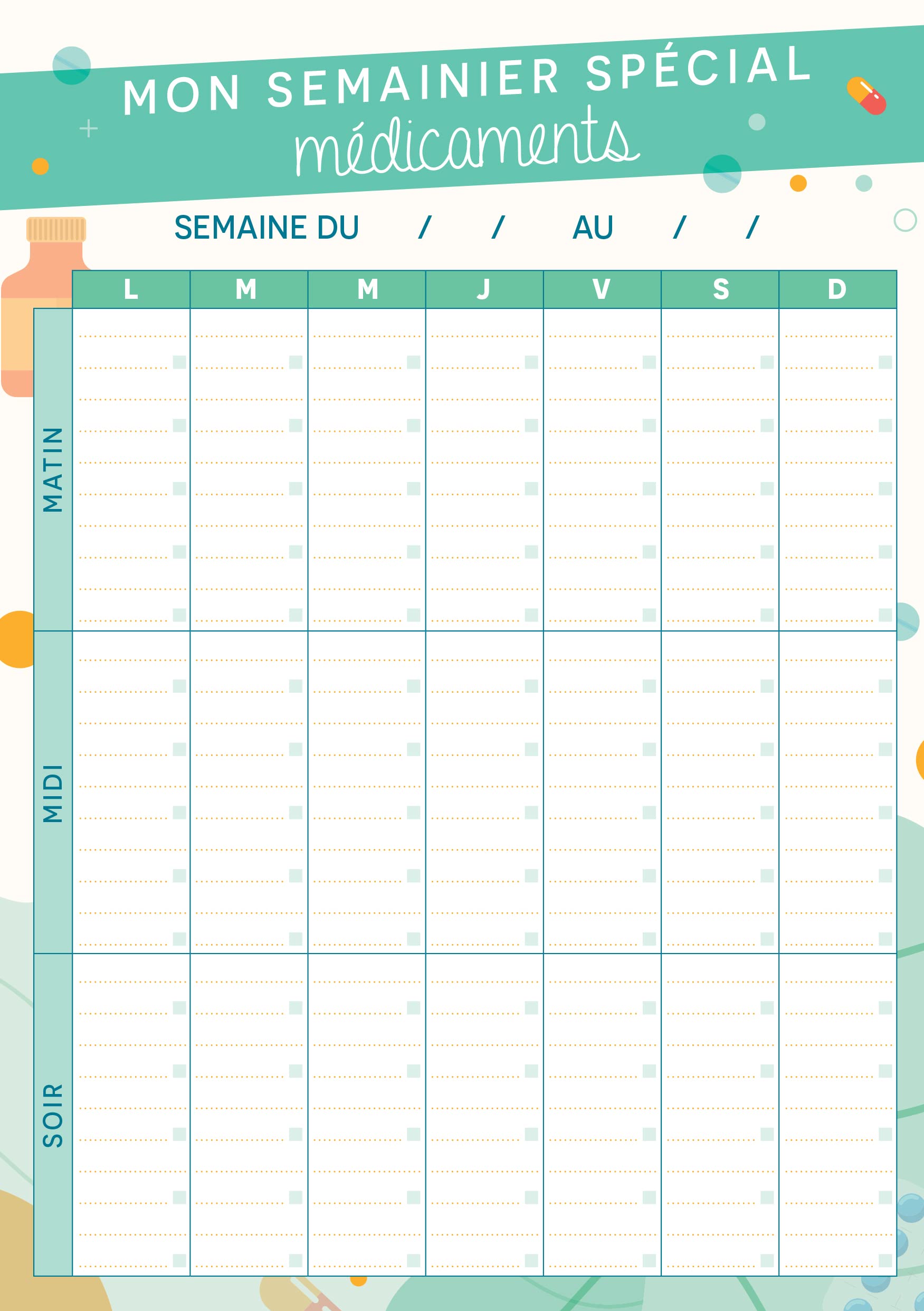 Mon semainier spécial médicaments - 52 tableaux pour suivre mes traitements Mémoniak - bloc aimanté