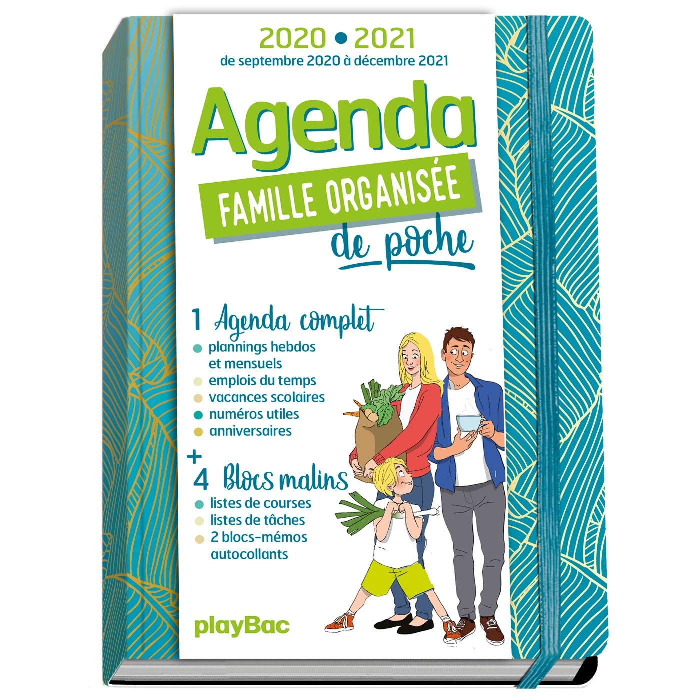 Agenda de poche de la famille organisée 2021 - Bleu (de sept 2020 à décembre 2021)