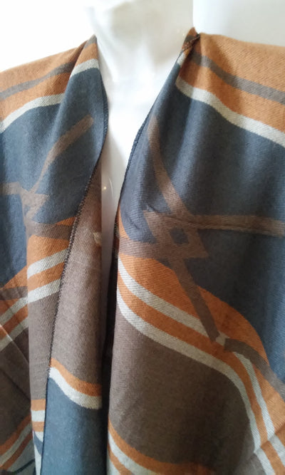 PONCHO MOD.CRUCES ORANGE FONCÉ/GRIS FONCÉ/GRIS