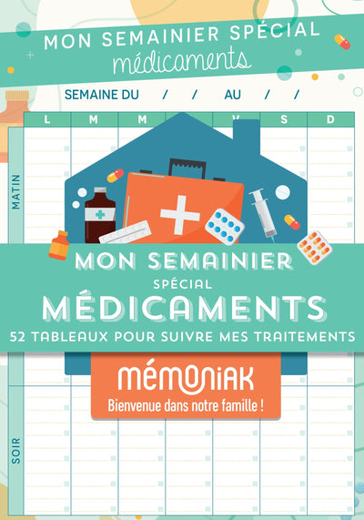 Mon semainier spécial médicaments - 52 tableaux pour suivre mes traitements Mémoniak - bloc aimanté