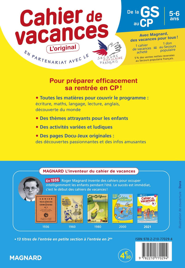 Cahier de vacances 2022, de la GS vers le CP 5-6 ans: Magnard, l’inventeur du cahier de vacances