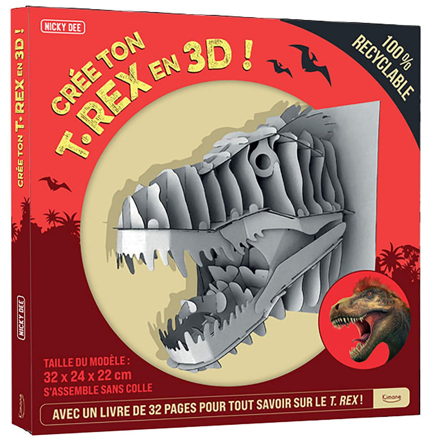 Crée ton T-Rex en 3D ! : Coffret avec 1 maquette et 1 livre de 32 pages pour tout savoir sur le T.Rex