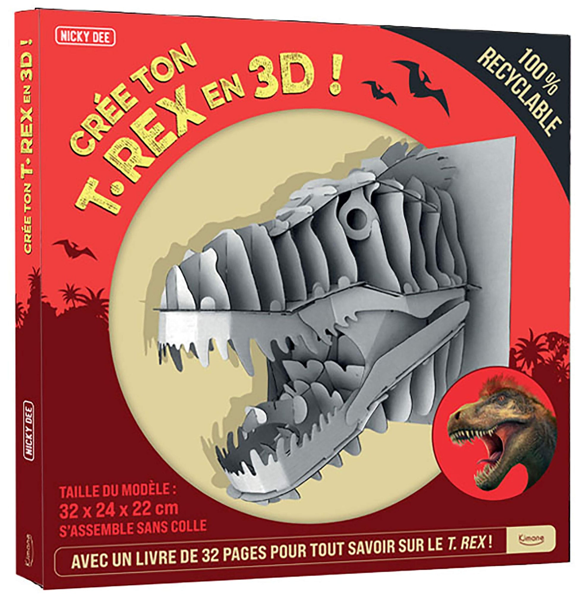 Crée ton T-Rex en 3D ! : Coffret avec 1 maquette et 1 livre de 32 pages pour tout savoir sur le T.Rex
