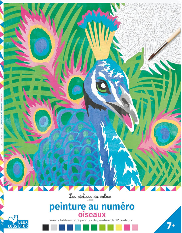 Peinture au numéro - oiseaux - cahier avec palette et pinceau