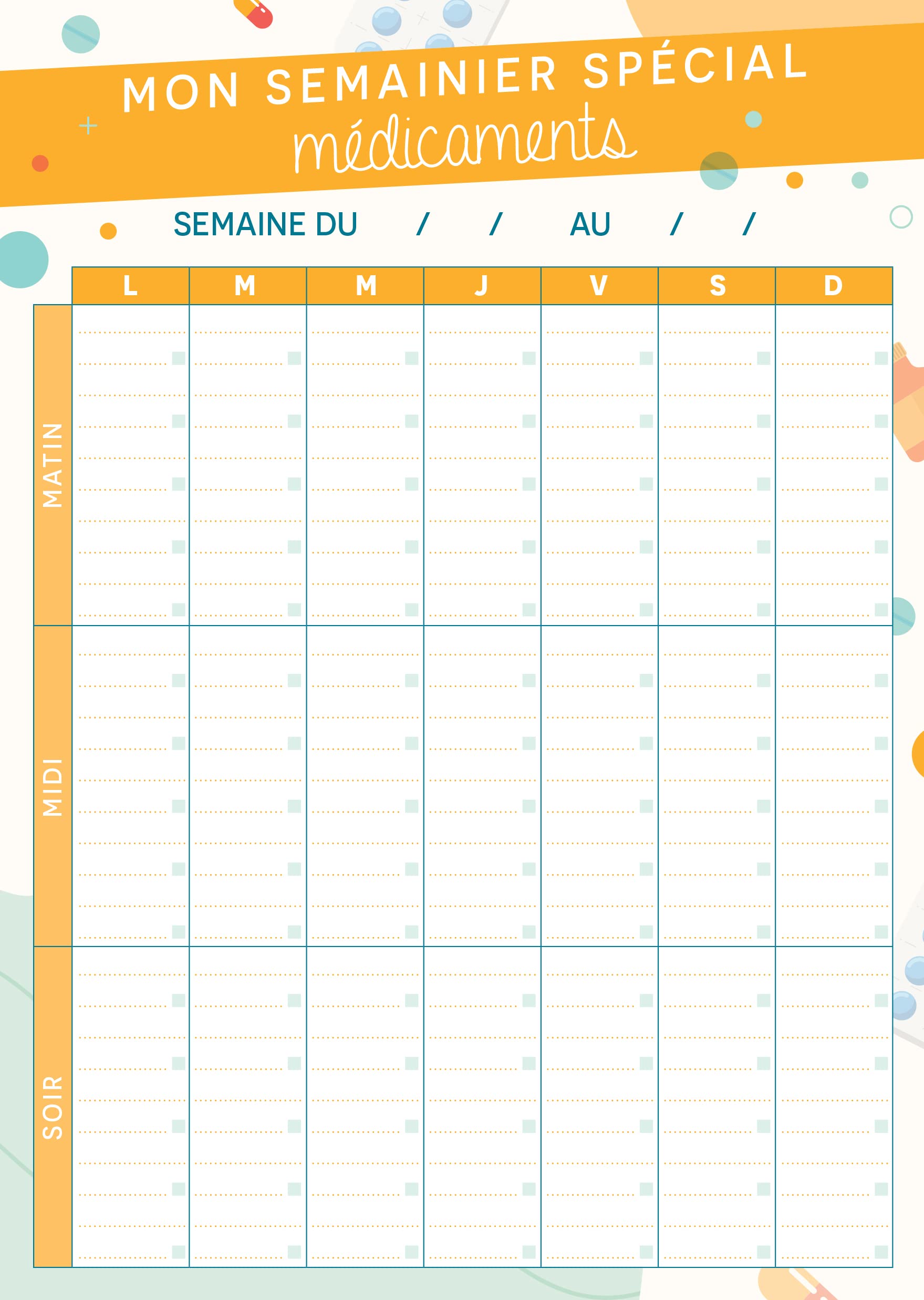 Mon semainier spécial médicaments - 52 tableaux pour suivre mes traitements Mémoniak - bloc aimanté