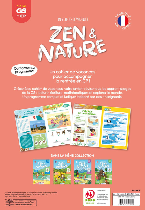 MON CAHIER DE VACANCES ZEN ET NATURE - DE LA GS AU CP