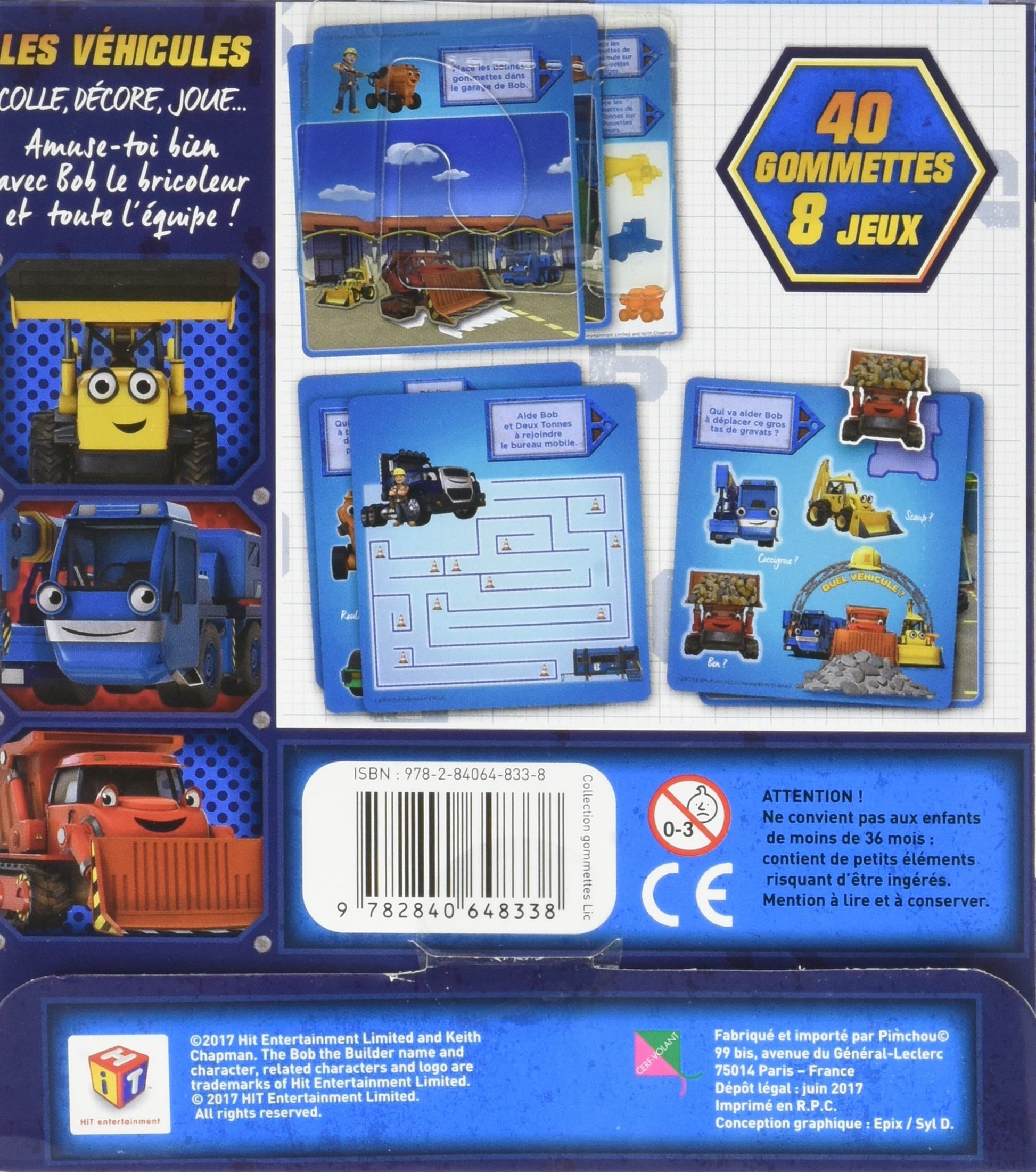 Les véhicules Bob le bricoleur - 40 gommettes 8 jeux