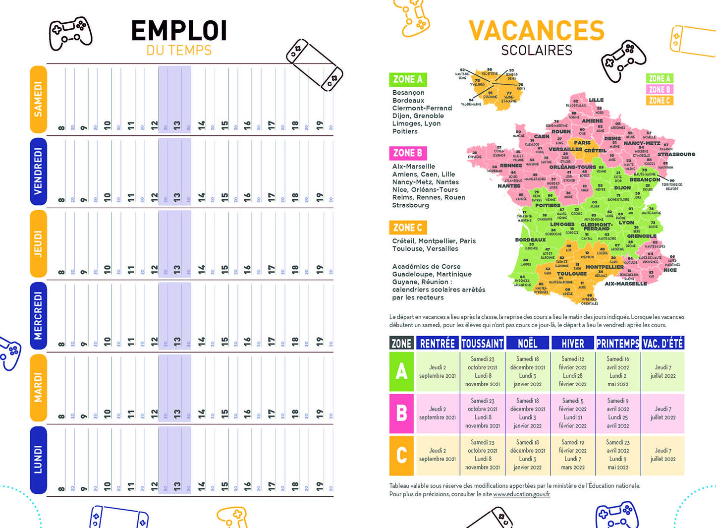 Agenda Scolaire Jeux vidéos 2021 - 2022