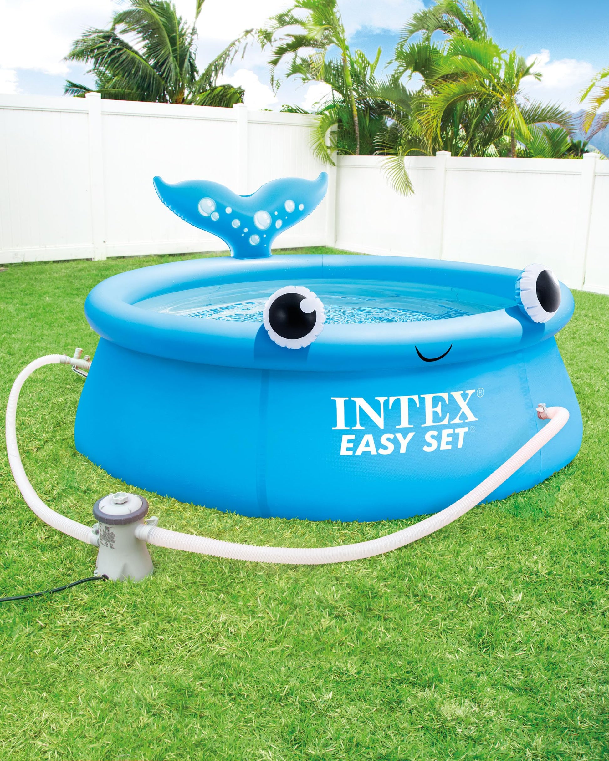 INTEX 26102EH Jolly Whale Easy Set Piscine gonflable : 1,8 m x 50,8 cm – Matériau résistant aux perforations – Gonflage rapide – Capacité de 700 litres – Profondeur d'eau de 40,6 cm