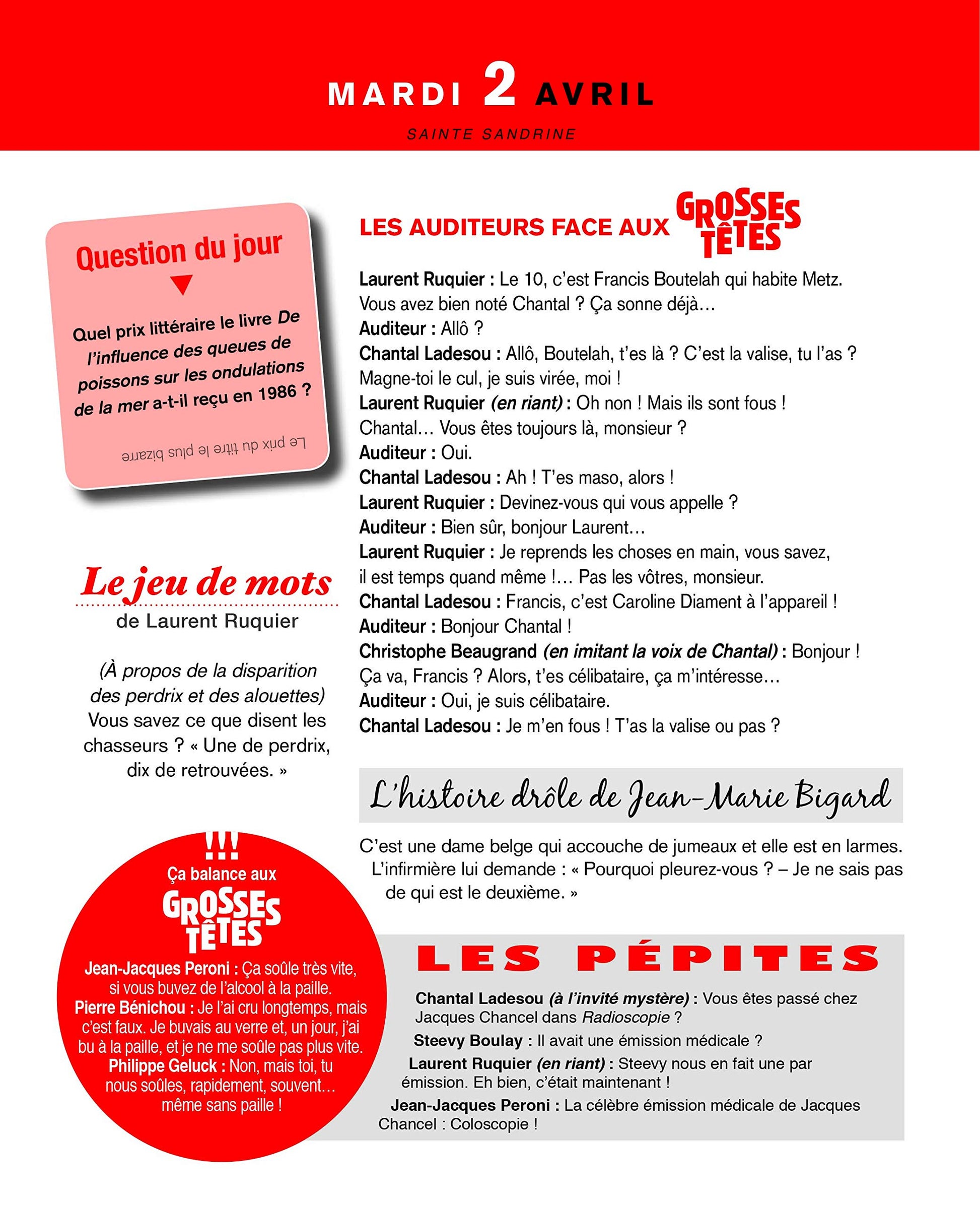 L'almanach des Grosses Têtes 2019
