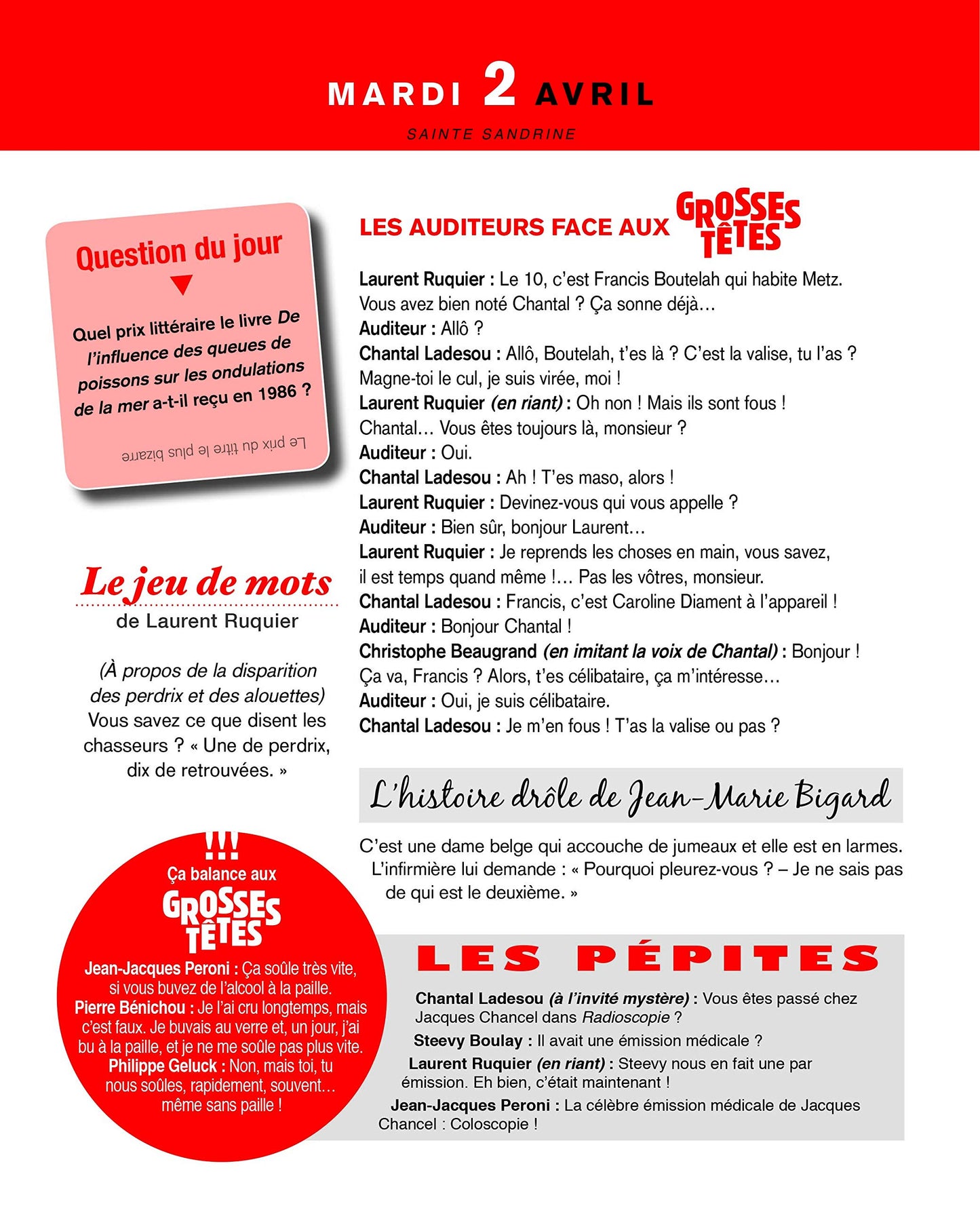 L'almanach des Grosses Têtes 2019