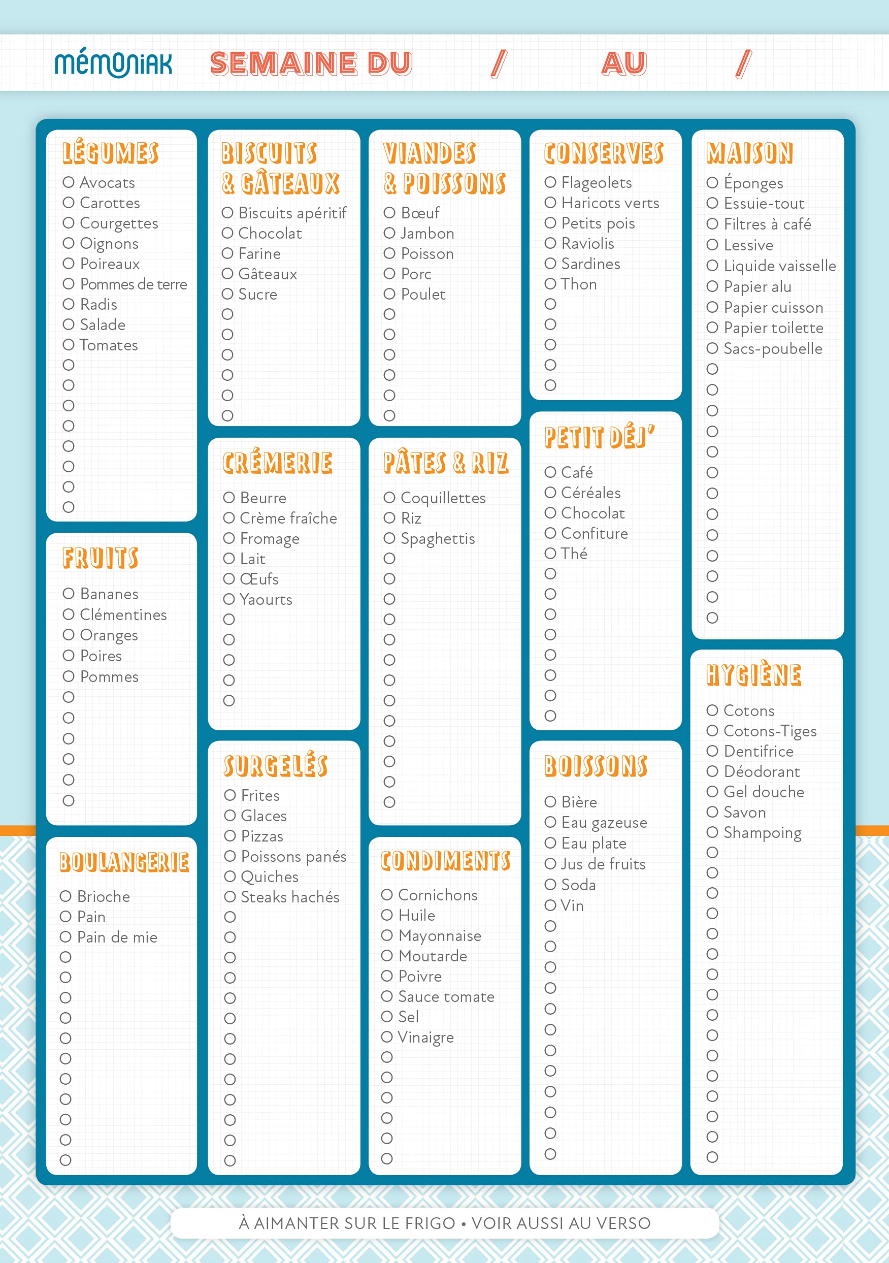 52 listes de courses Mémoniak 2022