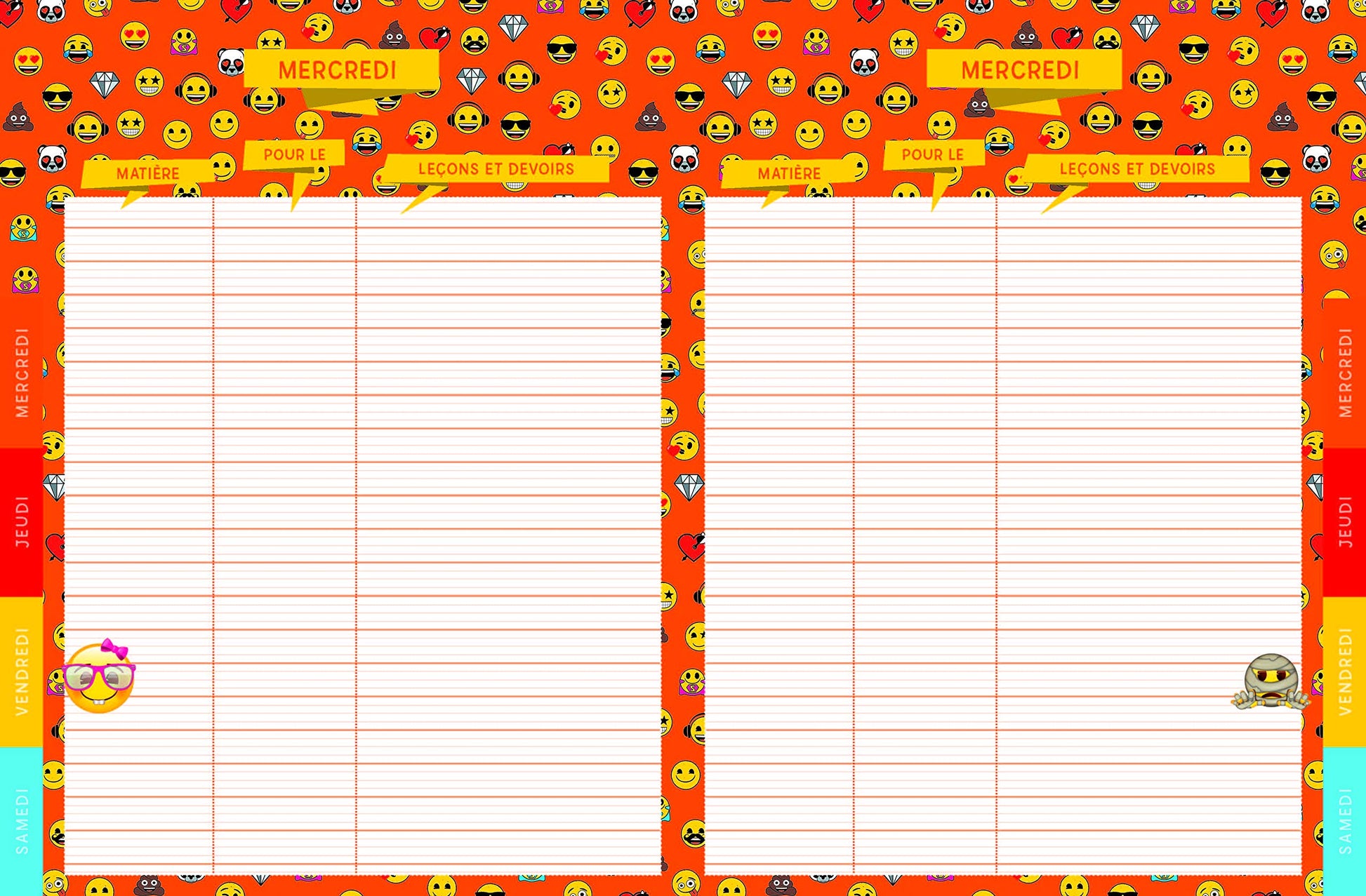 Agenda de texte Emoji 2021 - 2022
